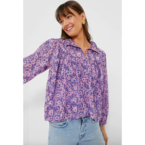 Emerson Fry Love Tomas Violet Wildflower Organic Emmaline Blouse Medium NEW